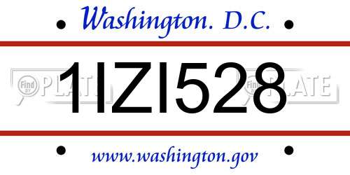 1IZI528 District Of Columbia License Plate