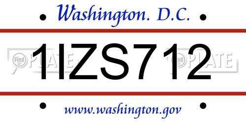 1IZS712 District Of Columbia License Plate