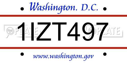 1IZT497 District Of Columbia License Plate