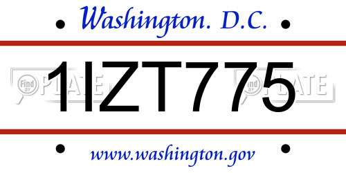 1IZT775 District Of Columbia License Plate