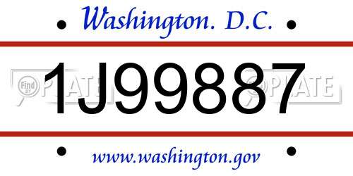 1J99887 District Of Columbia License Plate