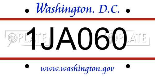 1JA060 District Of Columbia License Plate