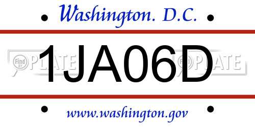 1JA06D District Of Columbia License Plate