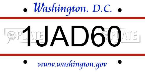 1JAD60 District Of Columbia License Plate