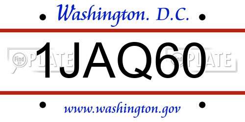 1JAQ60 District Of Columbia License Plate