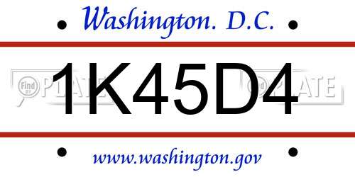 1K45D4 District Of Columbia License Plate