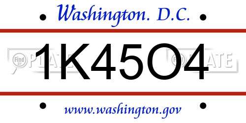1K45O4 District Of Columbia License Plate