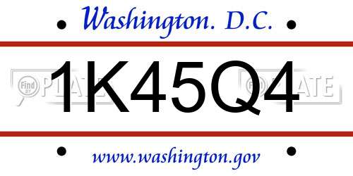 1K45Q4 District Of Columbia License Plate