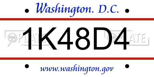 1K48D4 District Of Columbia License Plate