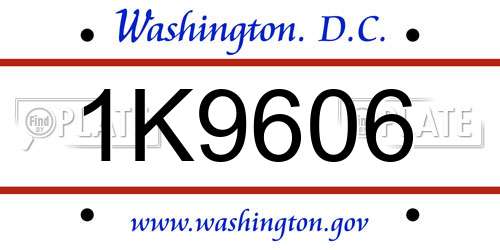 1K9606 District Of Columbia License Plate