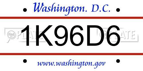 1K96D6 District Of Columbia License Plate