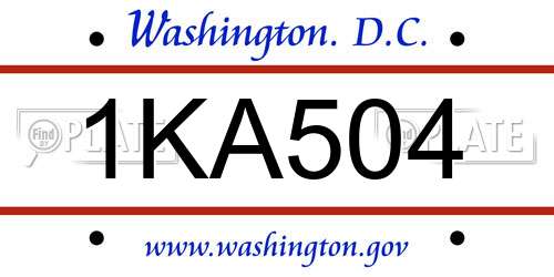 1KA504 District Of Columbia License Plate