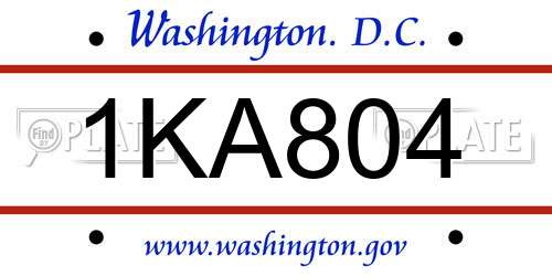 1KA804 District Of Columbia License Plate