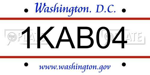 1KAB04 District Of Columbia License Plate