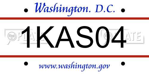 1KAS04 District Of Columbia License Plate