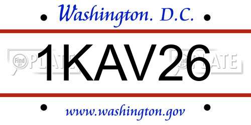 1KAV26 District Of Columbia License Plate