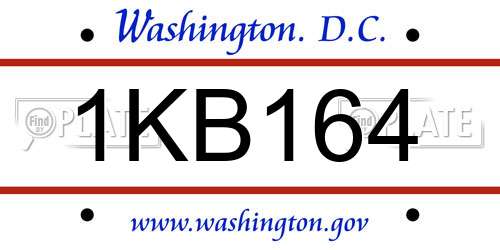 1KB164 District Of Columbia License Plate