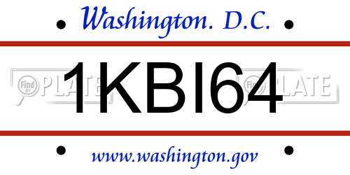 1KBI64 District Of Columbia License Plate
