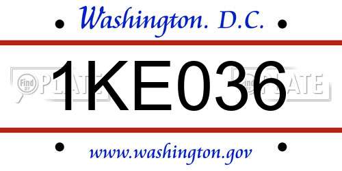 1KE036 District Of Columbia License Plate