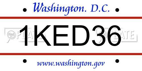 1KED36 District Of Columbia License Plate