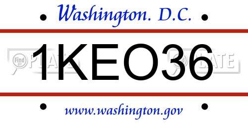 1KEO36 District Of Columbia License Plate