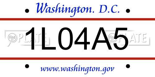 1L04A5 District Of Columbia License Plate