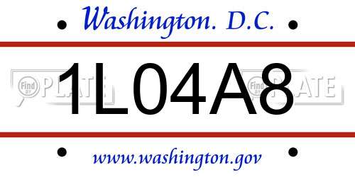 1L04A8 District Of Columbia License Plate