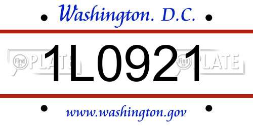 1L0921 District Of Columbia License Plate