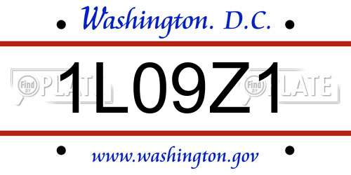 1L09Z1 District Of Columbia License Plate