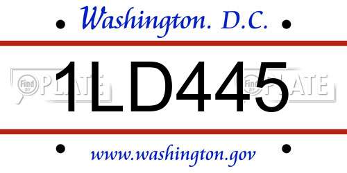 1LD445 District Of Columbia License Plate
