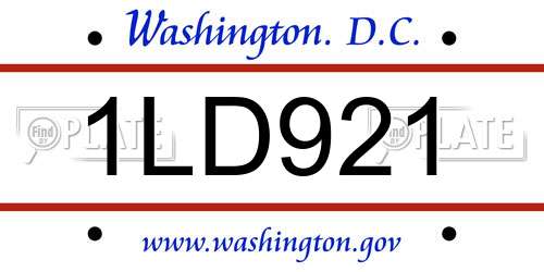 1LD921 District Of Columbia License Plate