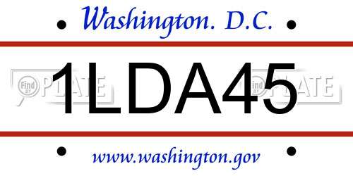 1LDA45 District Of Columbia License Plate