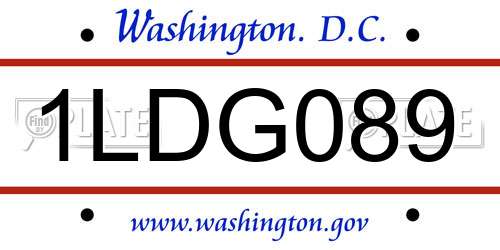1LDG089 District Of Columbia License Plate