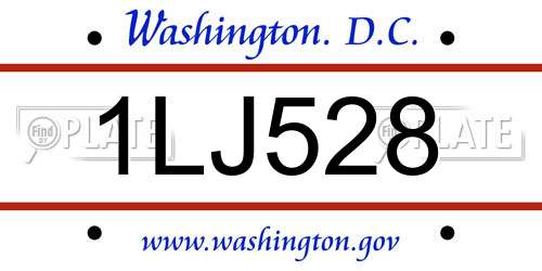1LJ528 District Of Columbia License Plate