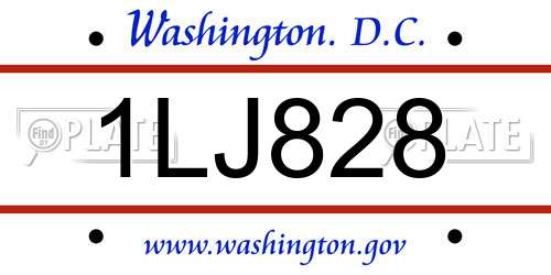 1LJ828 District Of Columbia License Plate
