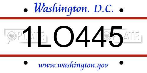 1LO445 District Of Columbia License Plate