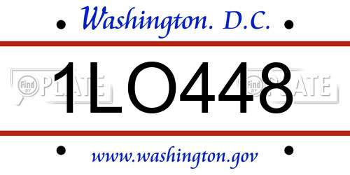 1LO448 District Of Columbia License Plate