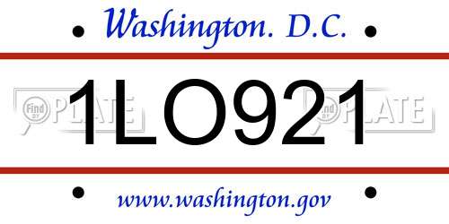 1LO921 District Of Columbia License Plate
