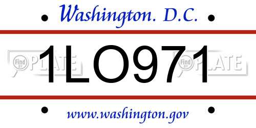 1LO971 District Of Columbia License Plate