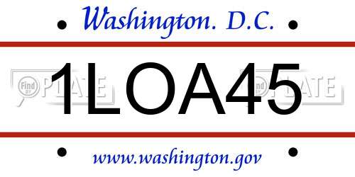 1LOA45 District Of Columbia License Plate