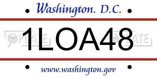 1LOA48 District Of Columbia License Plate