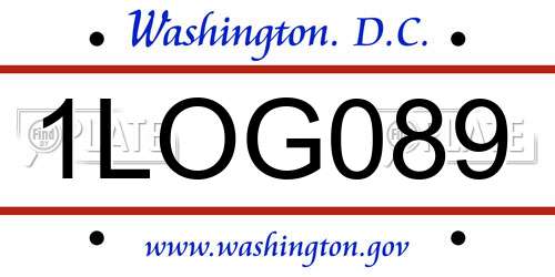 1LOG089 District Of Columbia License Plate