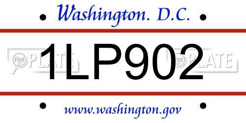 1LP902 District Of Columbia License Plate