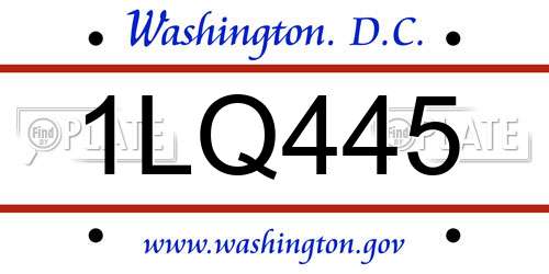 1LQ445 District Of Columbia License Plate