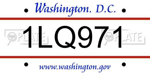 1LQ971 District Of Columbia License Plate