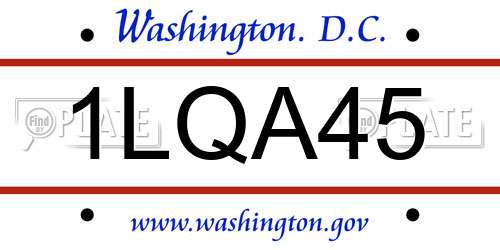 1LQA45 District Of Columbia License Plate