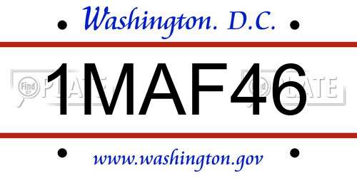 1MAF46 District Of Columbia License Plate