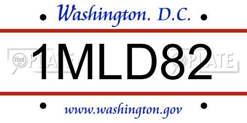 1MLD82 District Of Columbia License Plate