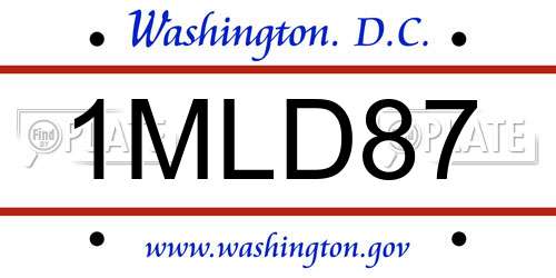 1MLD87 District Of Columbia License Plate