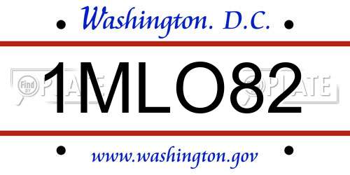 1MLO82 District Of Columbia License Plate